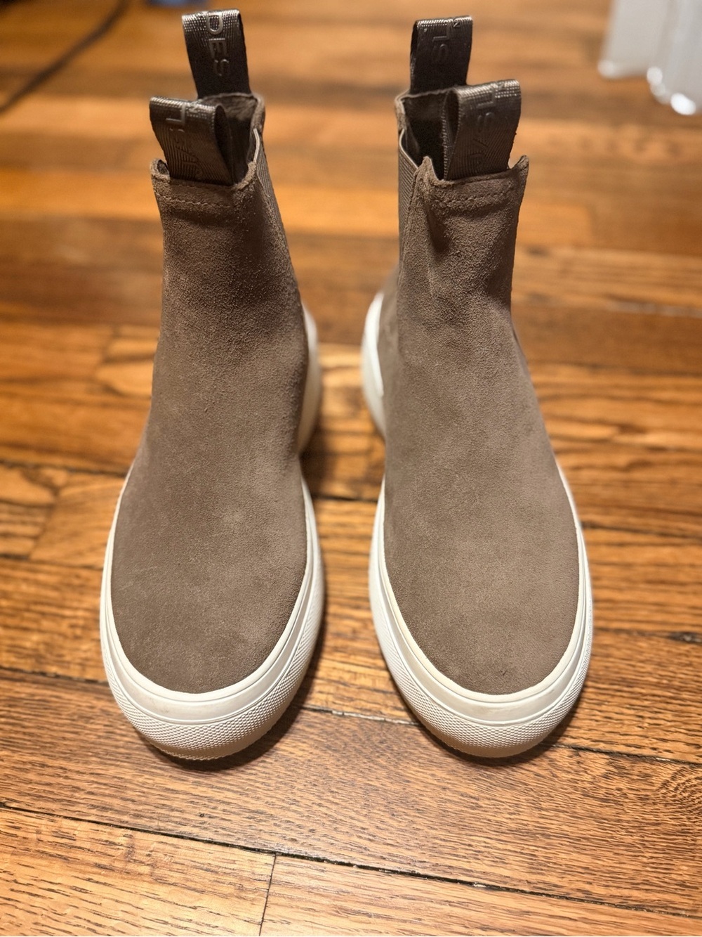 J/Slides NYC Brown Suede Chelsea Sneaker Booties mens Size 6 Womens 7.5